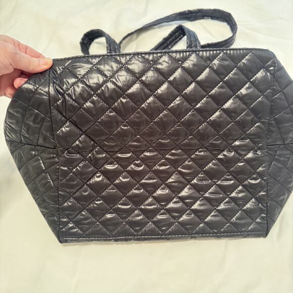 Le Mystere Large Quilted Black Tote Shoulder Bag shopper carryon - Picture 6 of 6